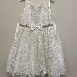 American Princess White Lace Dress with Fur Jacket size 6